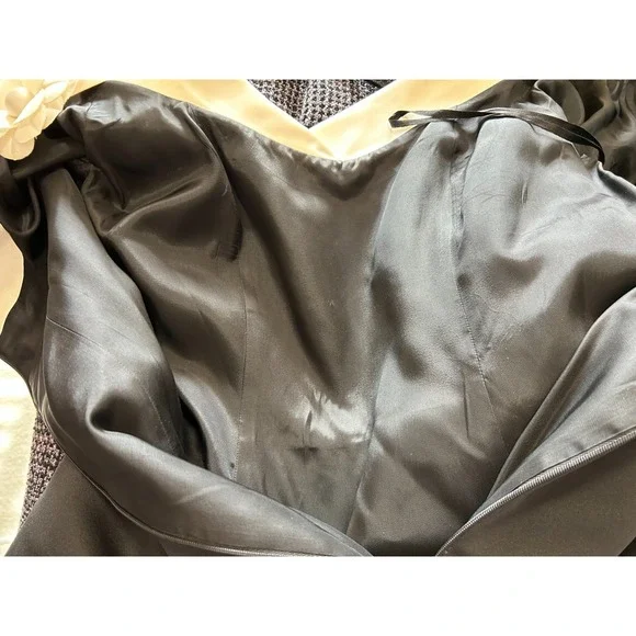 80s Victor Costa Nahdree Evening Dress Size 8 Black White Flower Off Shoulder - Picture 7 of 15